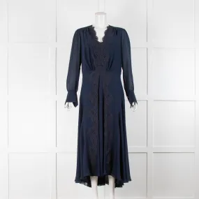 Chloe Navy Lace Detail Midi Dress