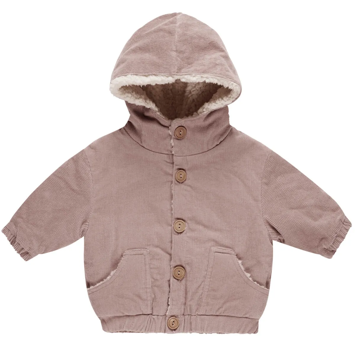 Corduroy Hooded Jacket in Mauve by Quincy Mae