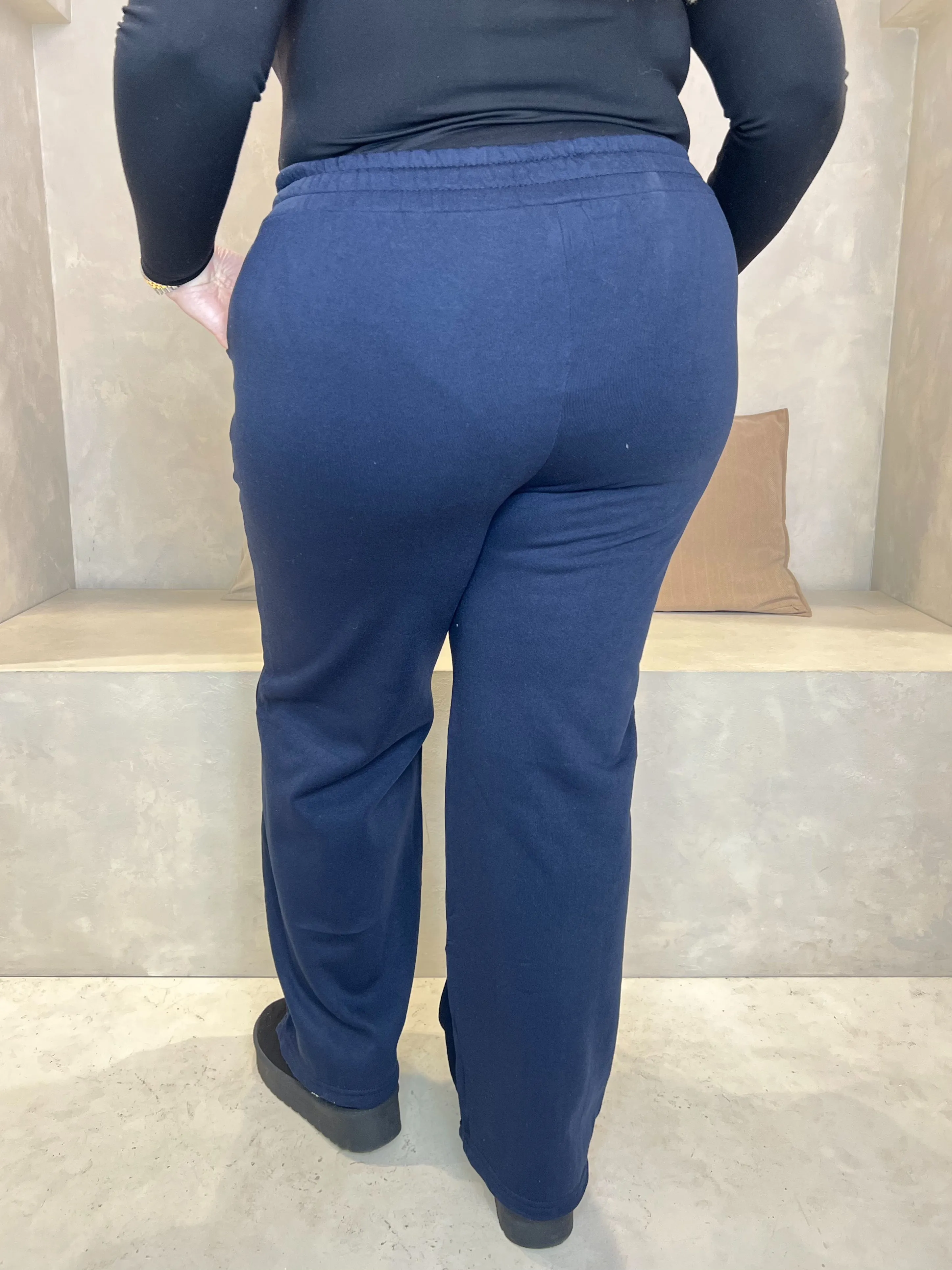 Curve Navy Wide Leg Piped Jogger