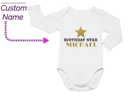 Custom bodysuit Birthday Star Design with baby Name 1st Birthday or Christmas Gift