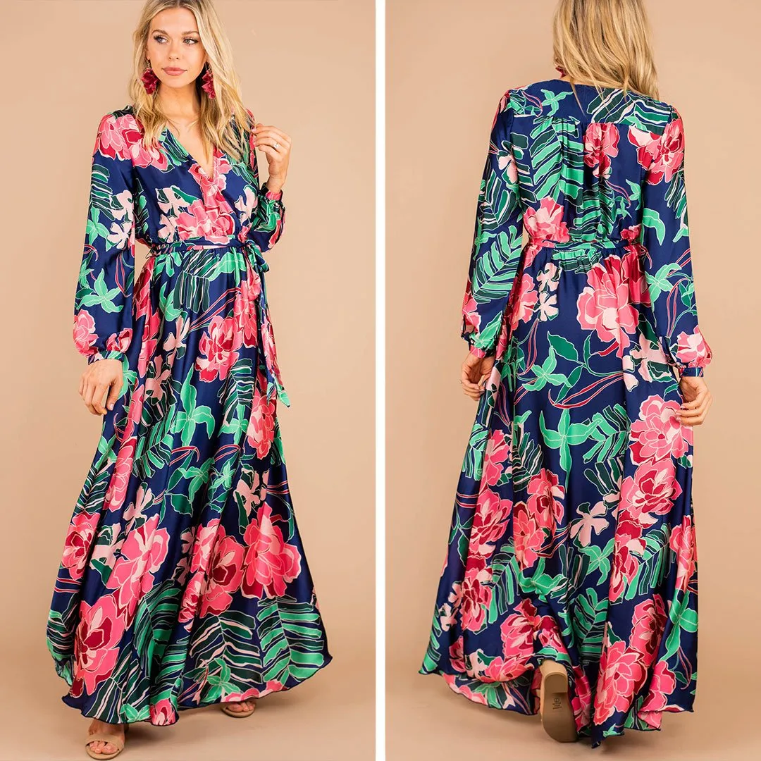 Destination Is Dreamy Navy Floral Maxi Dress