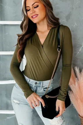 Developing A Crush Surplice Bodysuit (Olive)