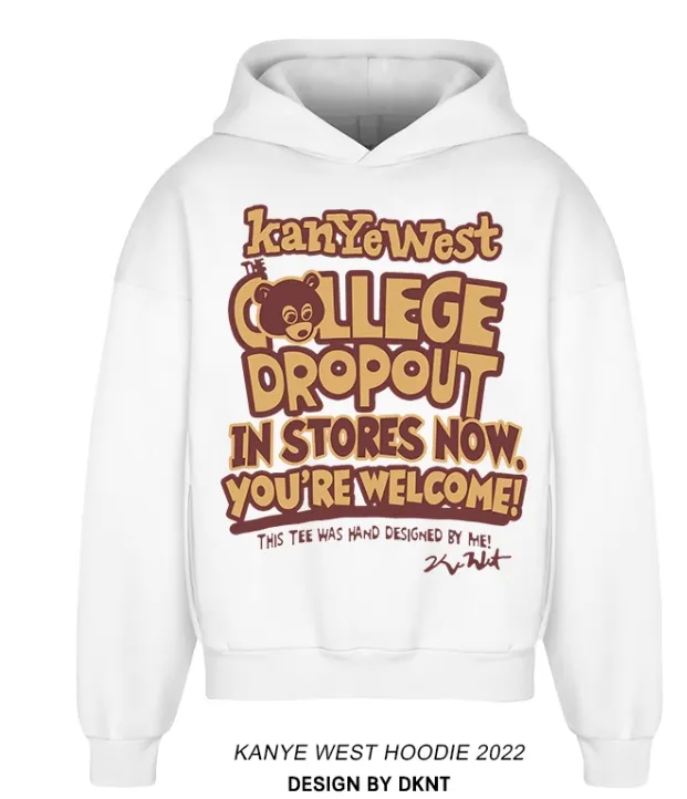 DKNT WEST COLLEGE DROPOUT PULLOVER BEAR PRINT UNISEX HOODIE