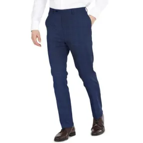 Dkny Mens Modern fit Dress Pants 36 / 34 Blue Plaid Stretch