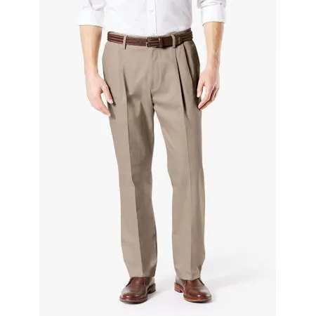 Dockers Mens Signature 2.0 Classic Fit Pleated Dress Pants Timber Wolf 36 x 34
