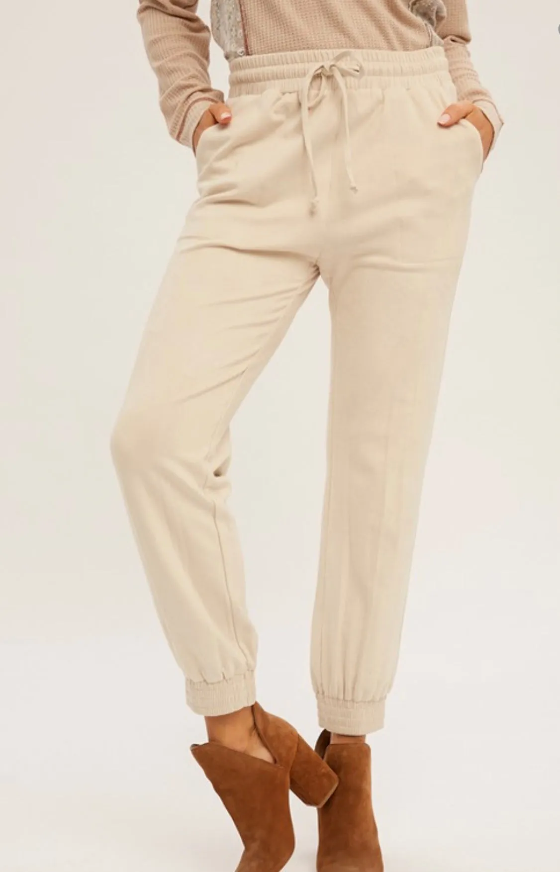 Elastic Waist Sueded Jogger