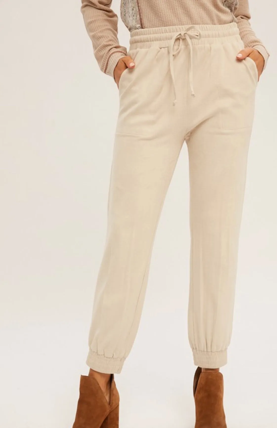 Elastic Waist Sueded Jogger