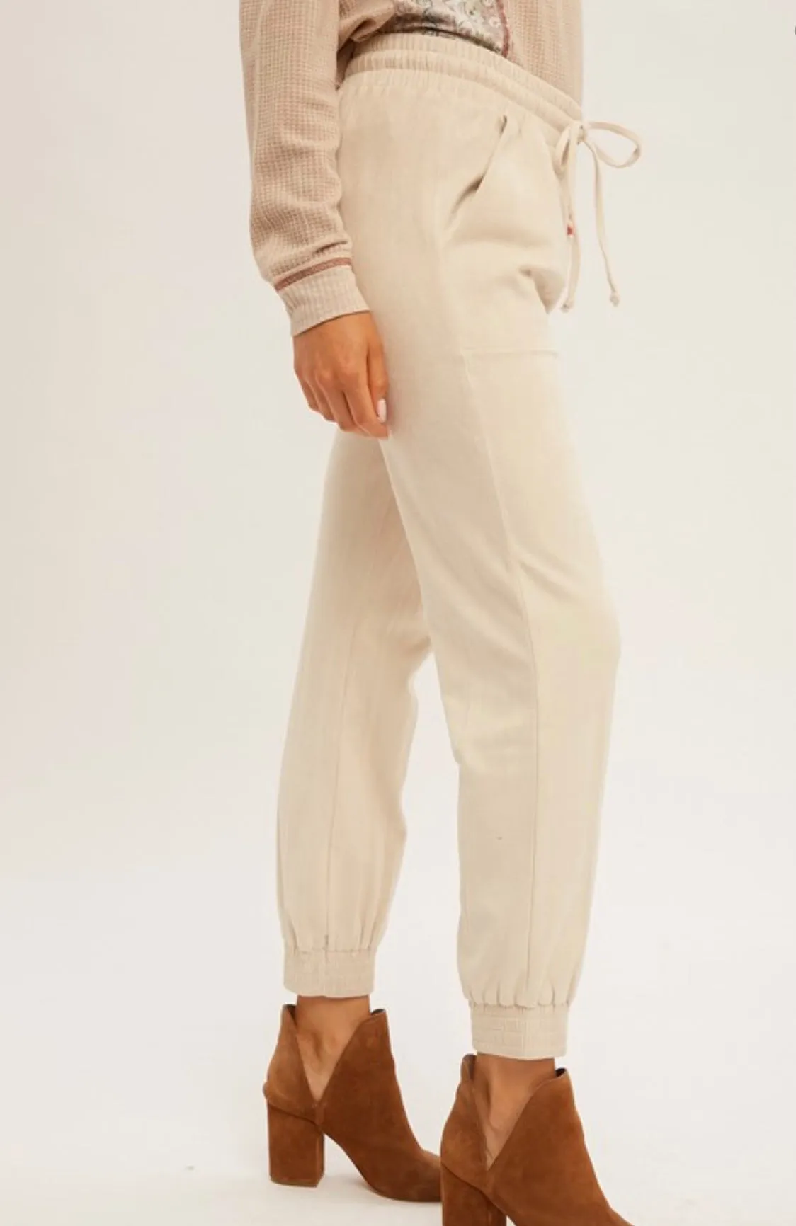 Elastic Waist Sueded Jogger