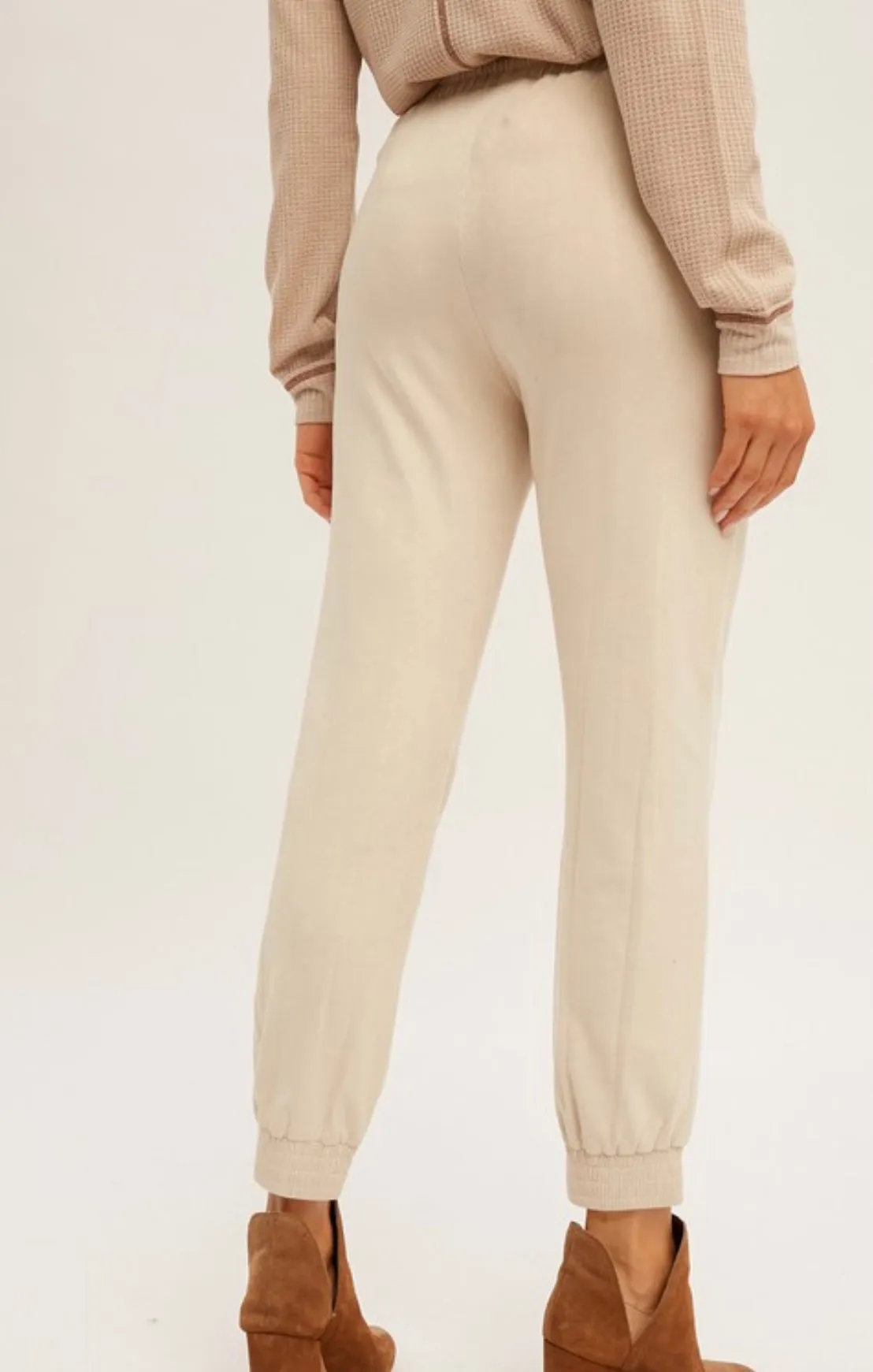 Elastic Waist Sueded Jogger