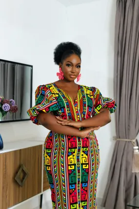 EMOTU AFRICAN PRINT MAXI DRESS