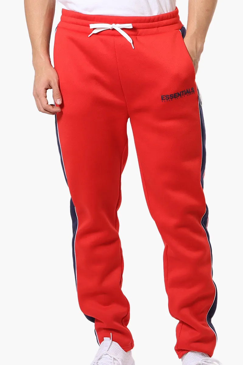 Essentials Super Triple Goose Side Stripe Tie Waist Sweatpants - Red