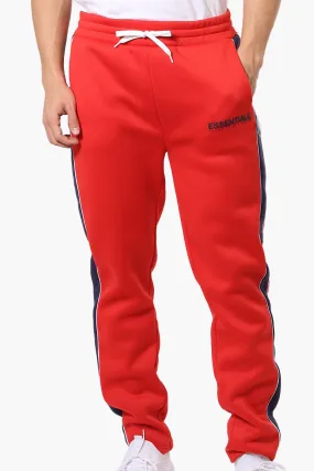 Essentials Super Triple Goose Side Stripe Tie Waist Sweatpants - Red