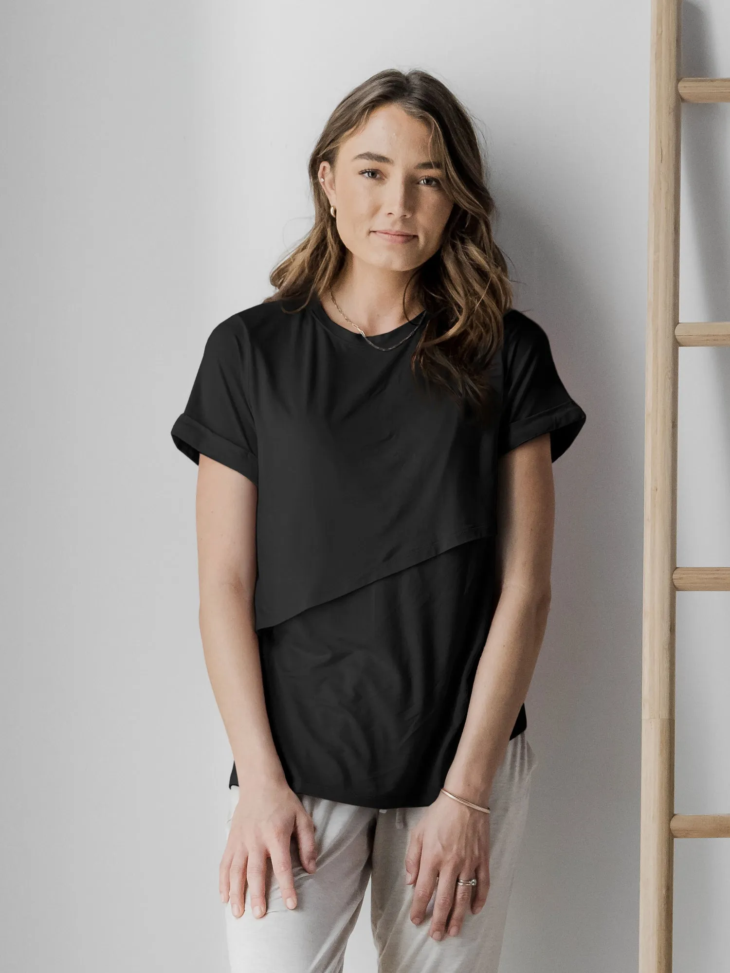 Everyday Asymmetrical Nursing T-shirt | Black