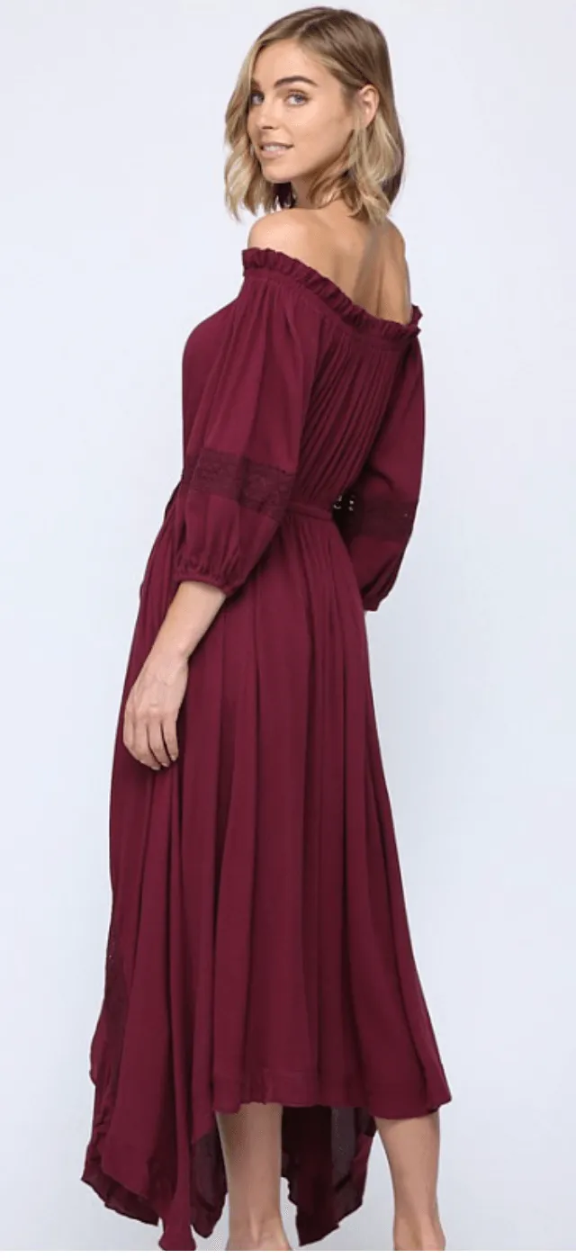 Fate Rayon layered off shoulder maxi dress 4621
