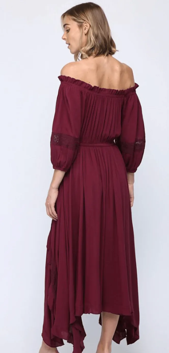 Fate Rayon layered off shoulder maxi dress 4621