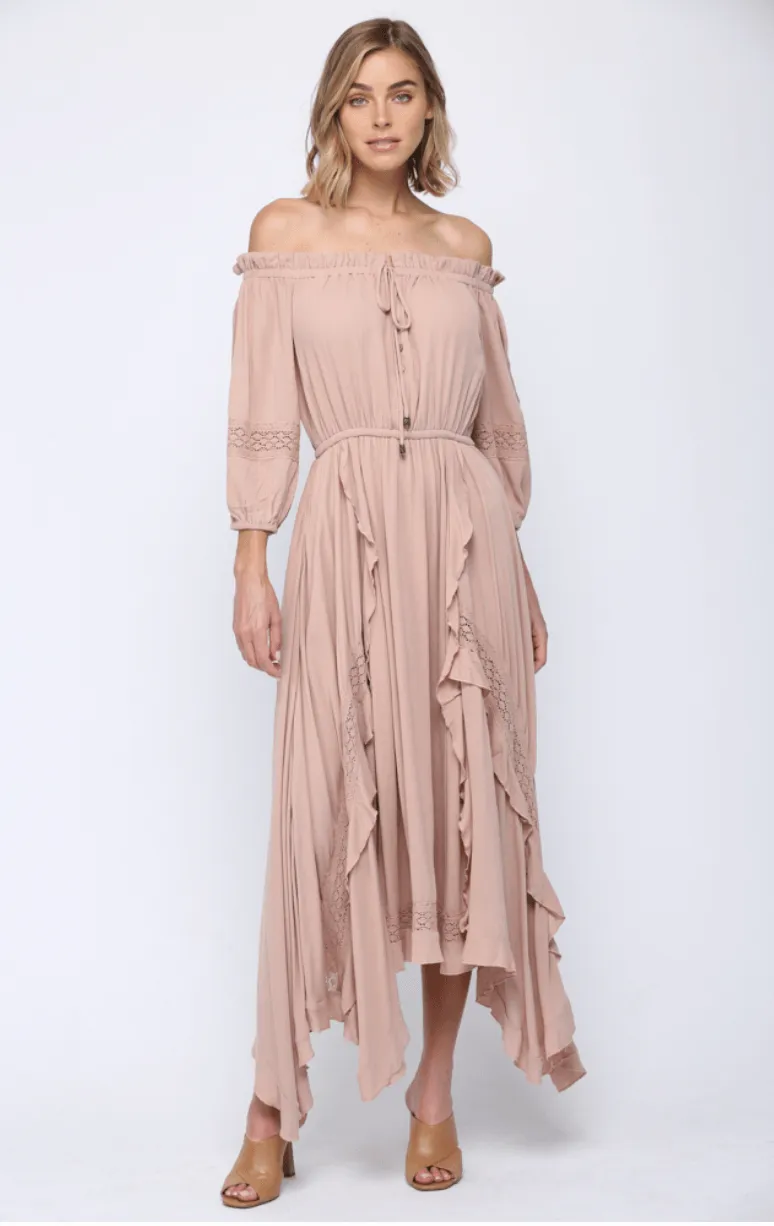 Fate Rayon layered off shoulder maxi dress 4621