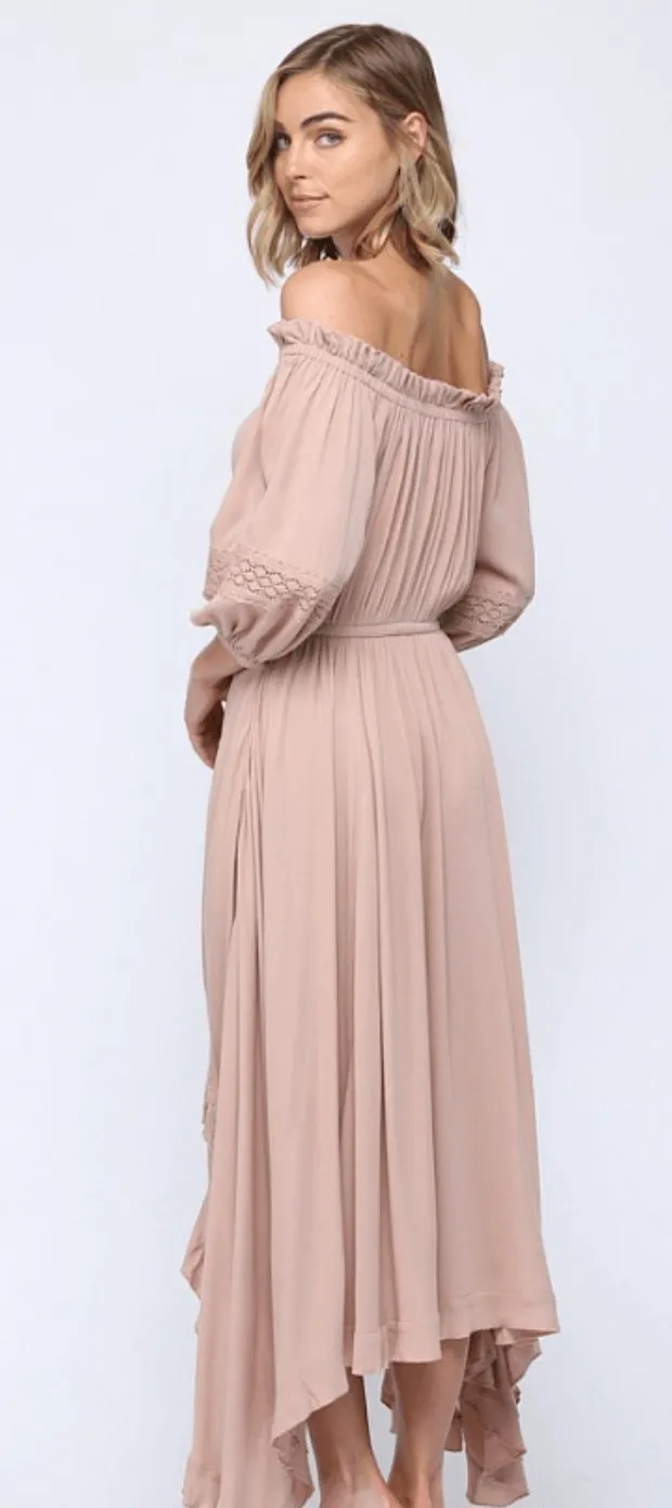 Fate Rayon layered off shoulder maxi dress 4621