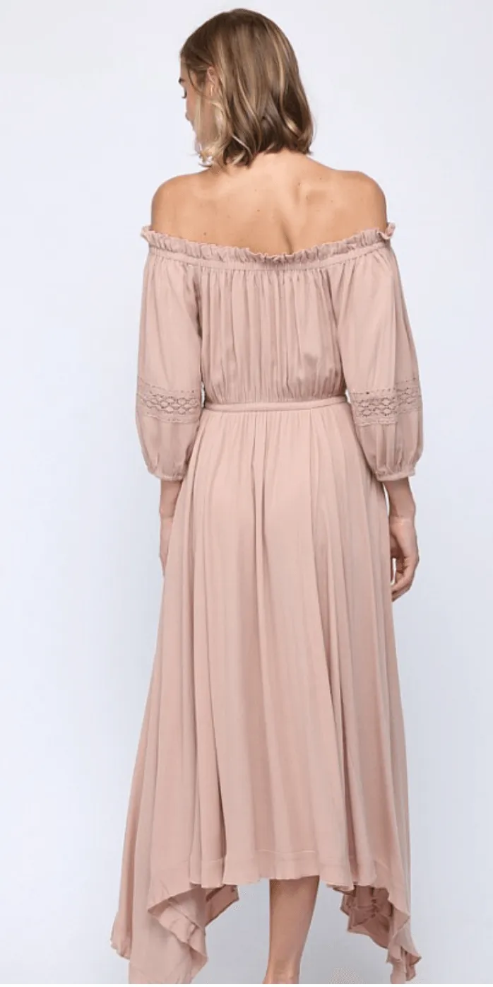Fate Rayon layered off shoulder maxi dress 4621