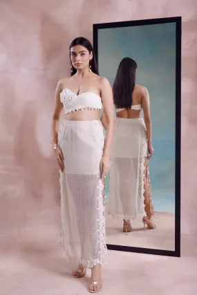 Floret Scalloped Straight Skirt With Floret Bustier