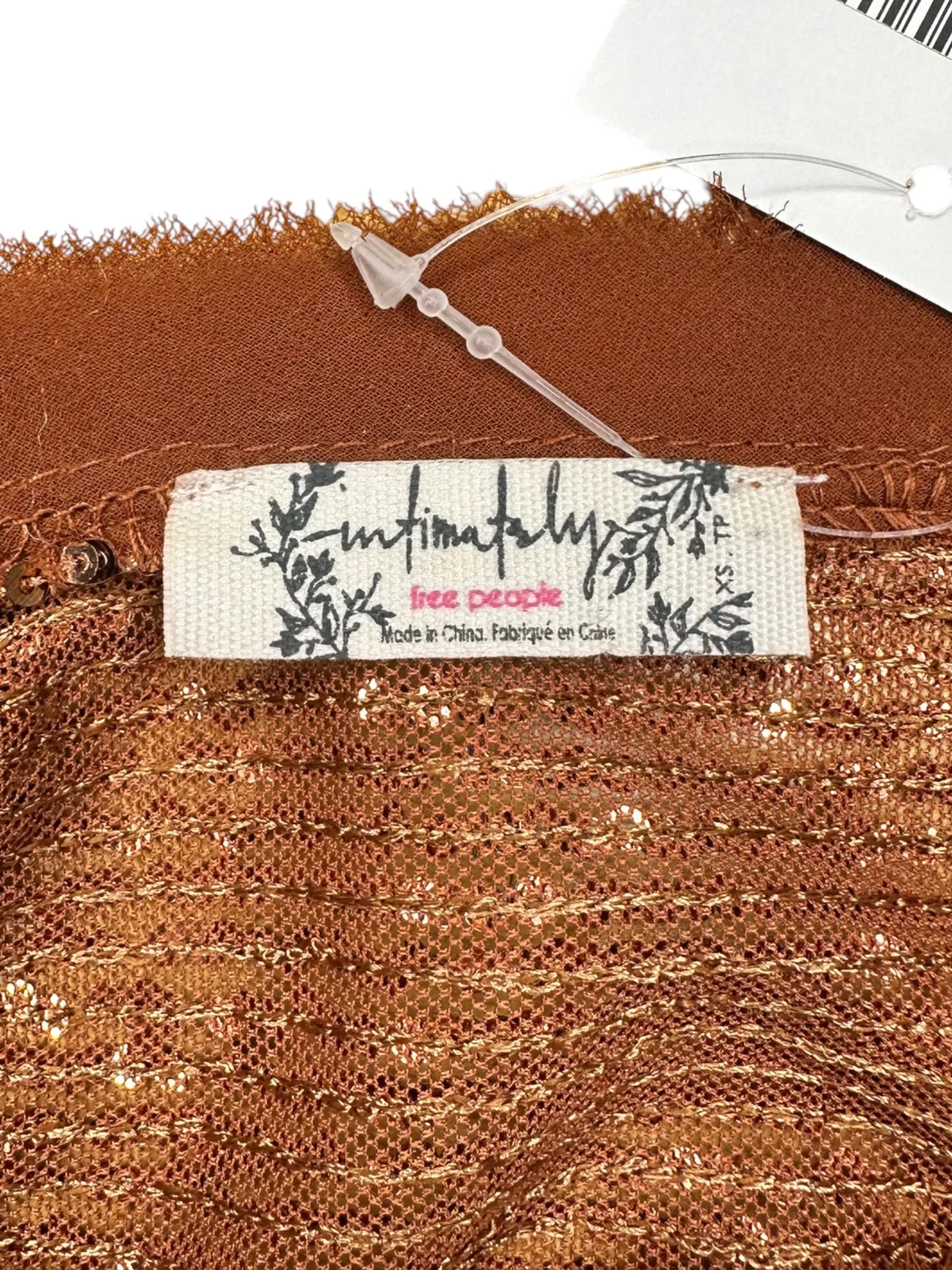 Free People Orange Sequin Bodysuit Size XS