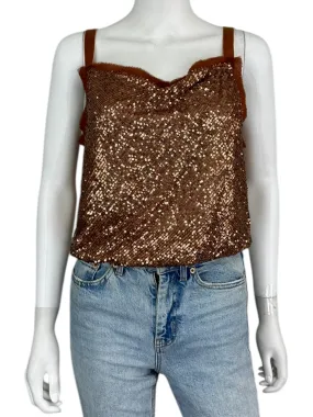 Free People Orange Sequin Bodysuit Size XS