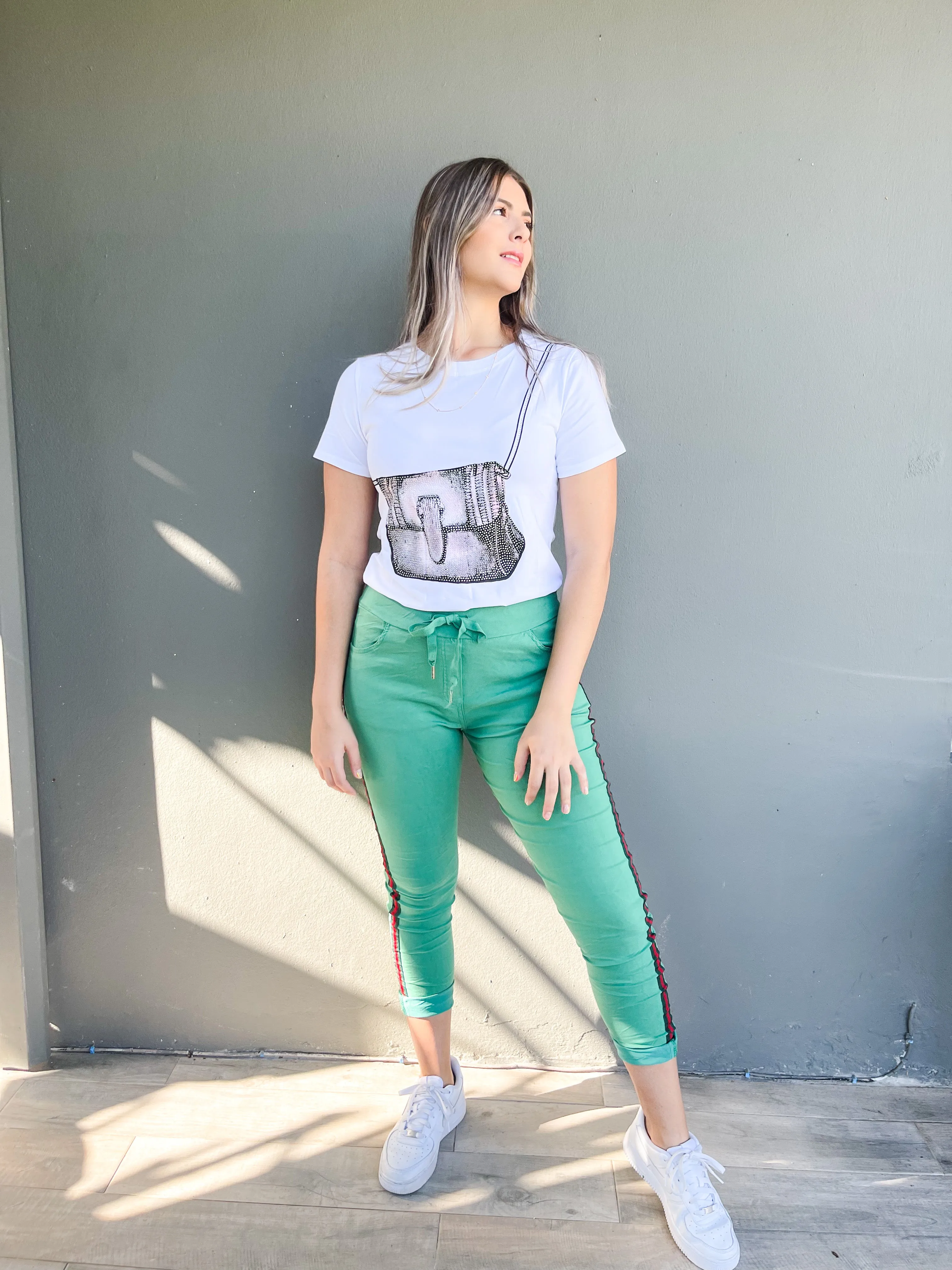 GREEN RED STRIPE JOGGERS
