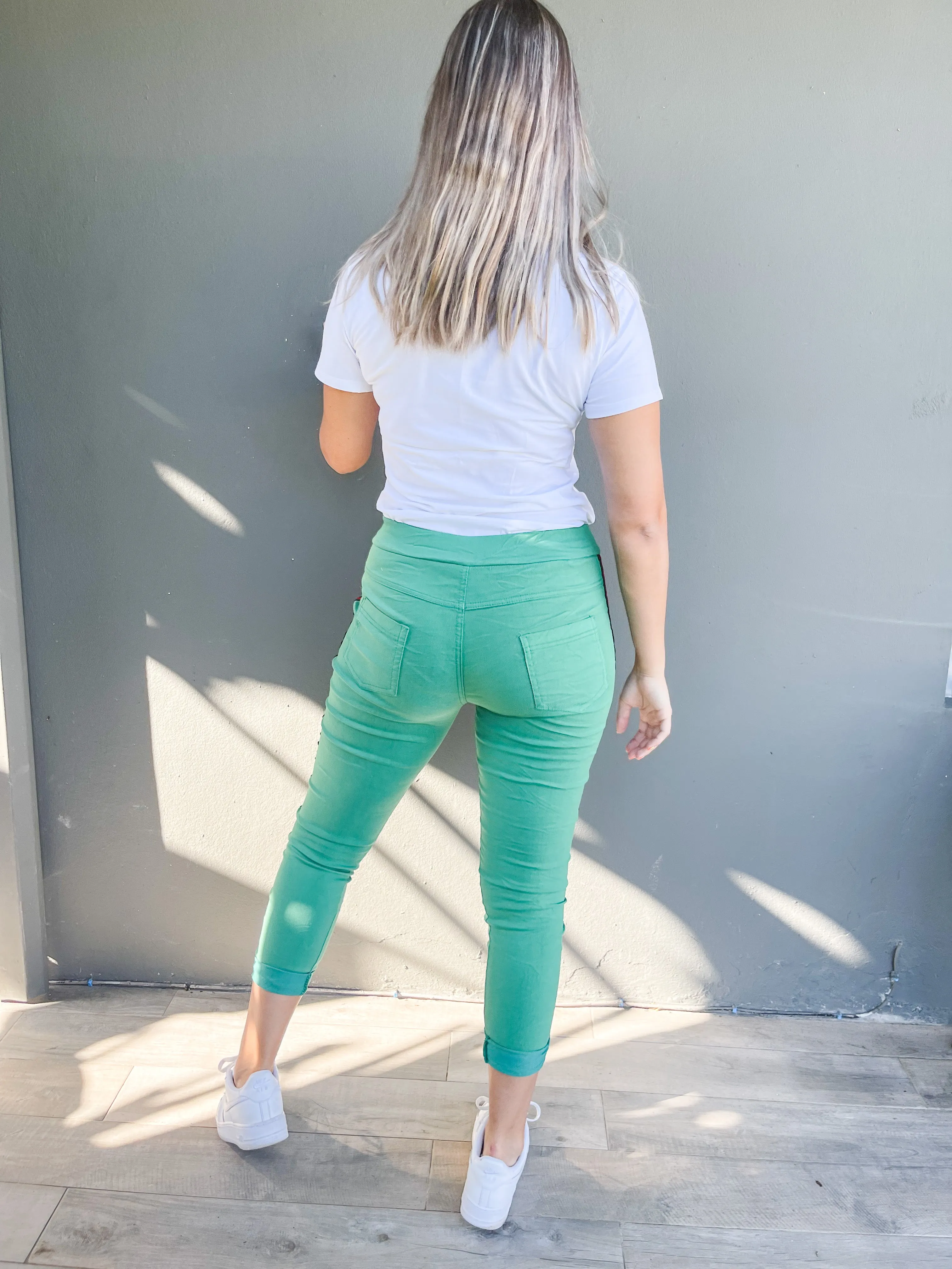GREEN RED STRIPE JOGGERS