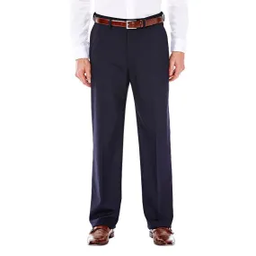 Haggar Mens Classic fit Dress Pants 44 / 30 Navy Blue Solid Stretch