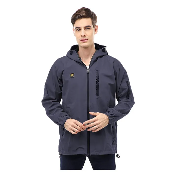 Hamlin Clover Outerwear Jacket Hoodie Pria Waterproof Anti Air Material Taslan ORIGINAL - Gray