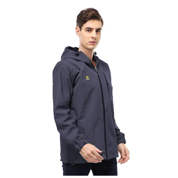 Hamlin Clover Outerwear Jacket Hoodie Pria Waterproof Anti Air Material Taslan ORIGINAL - Gray