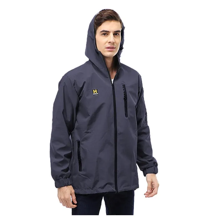 Hamlin Clover Outerwear Jacket Hoodie Pria Waterproof Anti Air Material Taslan ORIGINAL - Gray