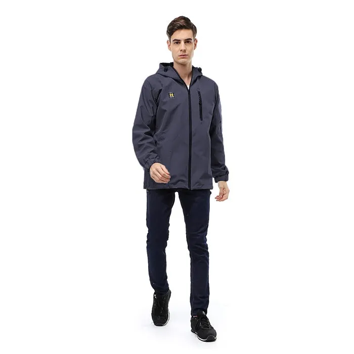 Hamlin Clover Outerwear Jacket Hoodie Pria Waterproof Anti Air Material Taslan ORIGINAL - Gray