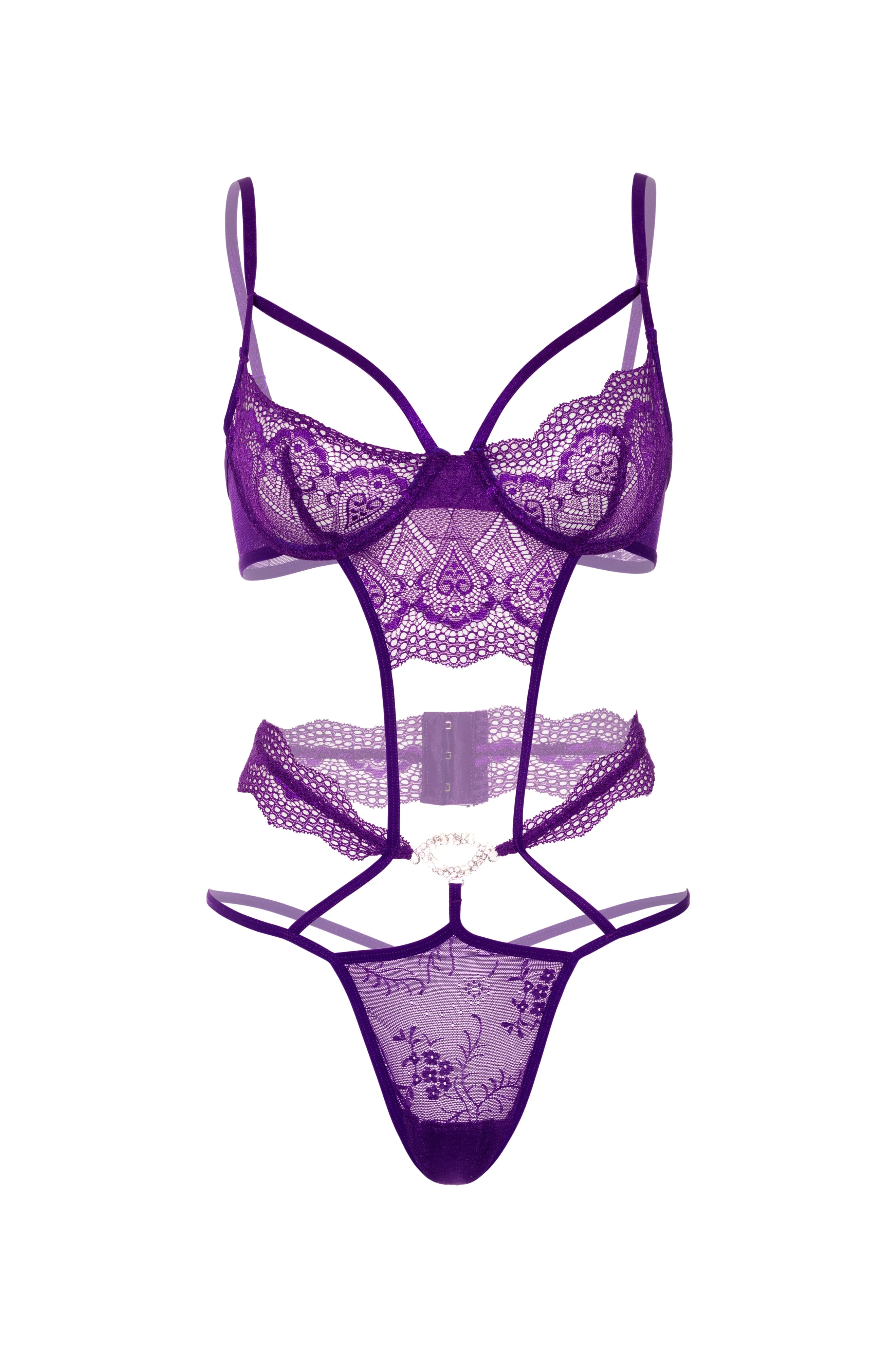Heart Lace Teddy with Jewel