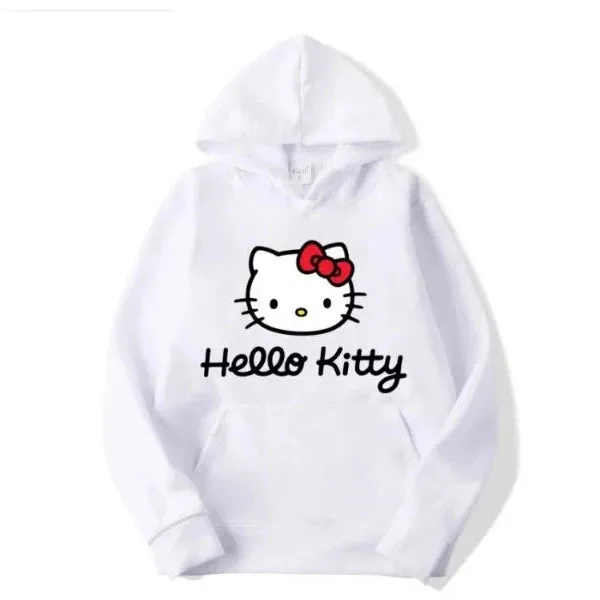Hello Kitty Hoodie - Unisex Kawaii Oversized Pullover for Women and Men, Perfect for Spring and Fall
