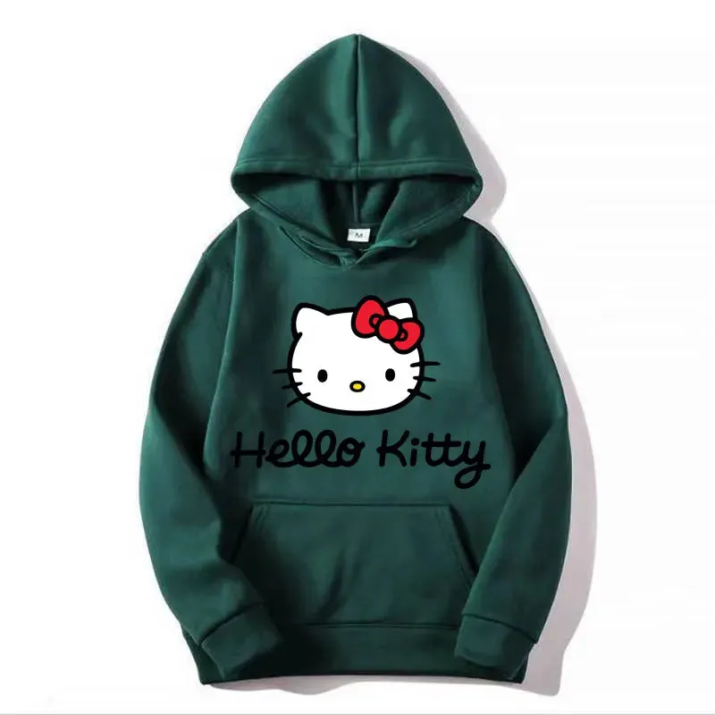 Hello Kitty Hoodie - Unisex Kawaii Oversized Pullover for Women and Men, Perfect for Spring and Fall