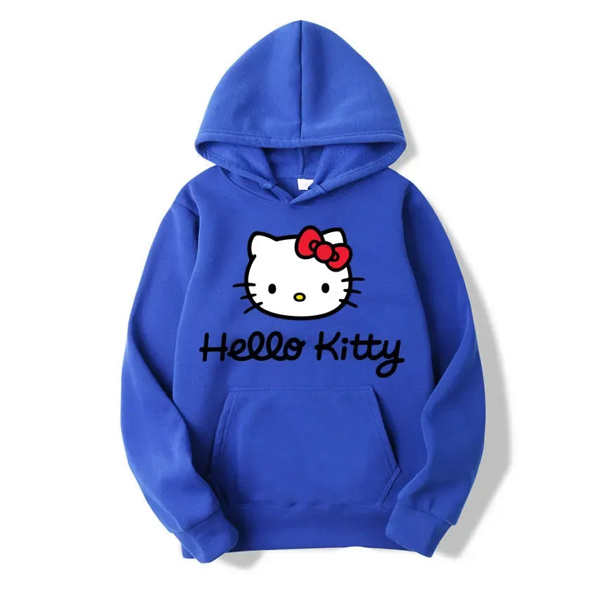Hello Kitty Hoodie - Unisex Kawaii Oversized Pullover for Women and Men, Perfect for Spring and Fall