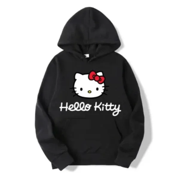 Hello Kitty Hoodie - Unisex Kawaii Oversized Pullover for Women and Men, Perfect for Spring and Fall
