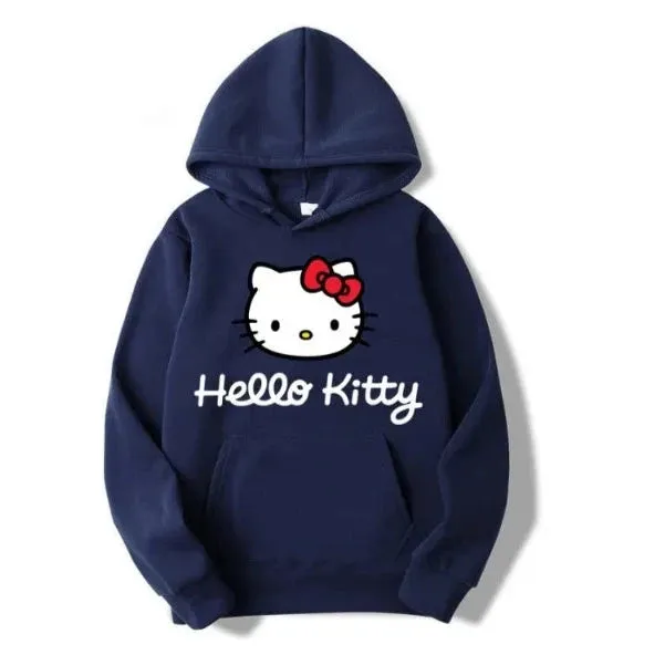 Hello Kitty Hoodie - Unisex Kawaii Oversized Pullover for Women and Men, Perfect for Spring and Fall