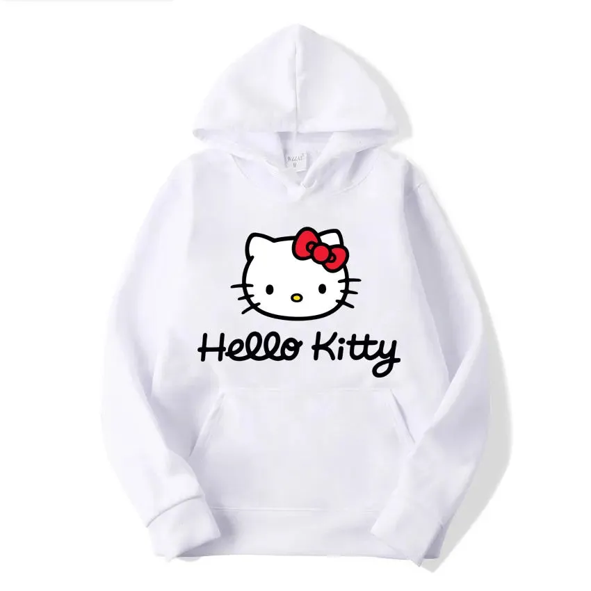 Hello Kitty Hoodie - Unisex Kawaii Oversized Pullover for Women and Men, Perfect for Spring and Fall