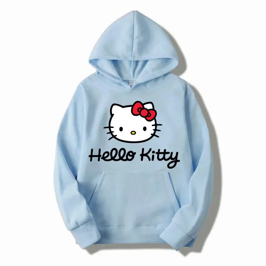 Hello Kitty Hoodie - Unisex Kawaii Oversized Pullover for Women and Men, Perfect for Spring and Fall