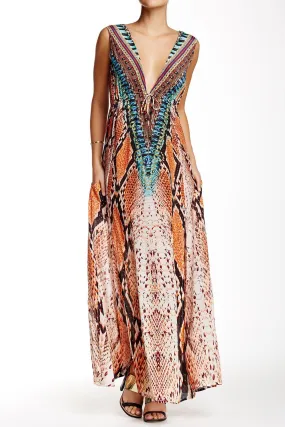 High Slit Brown Maxi Dress