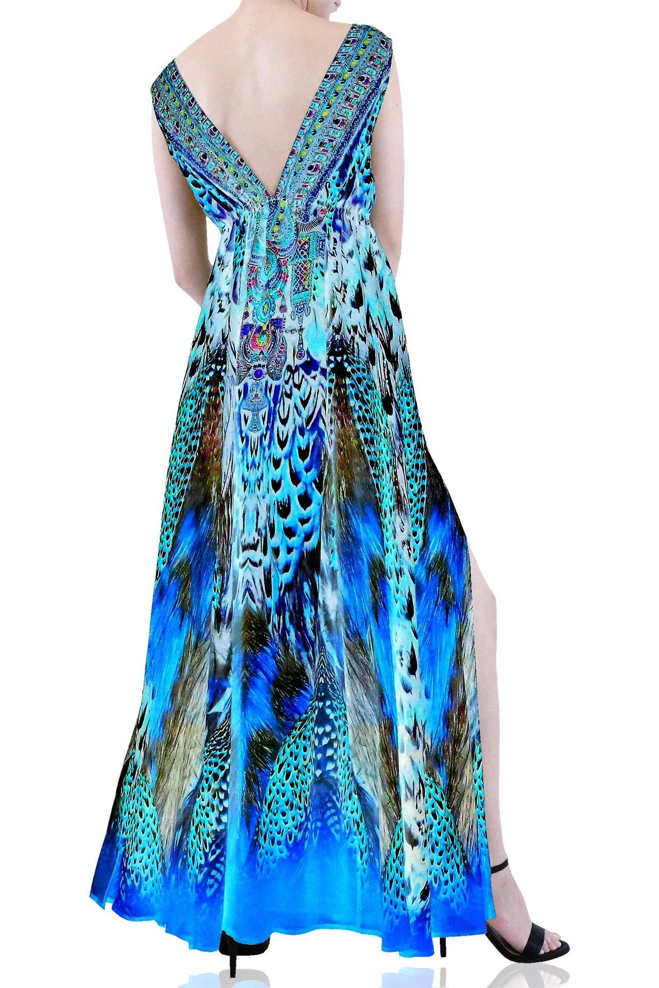 High Slit Plunging V Neck Maxi Dress