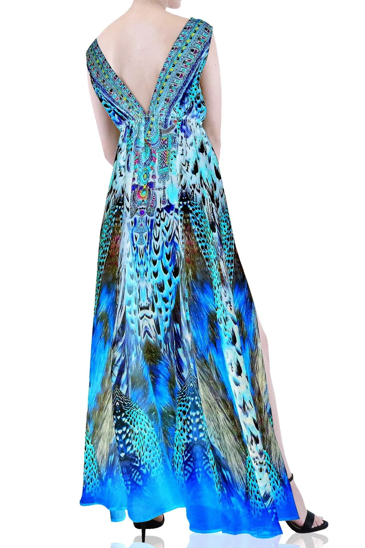 High Slit Plunging V Neck Maxi Dress