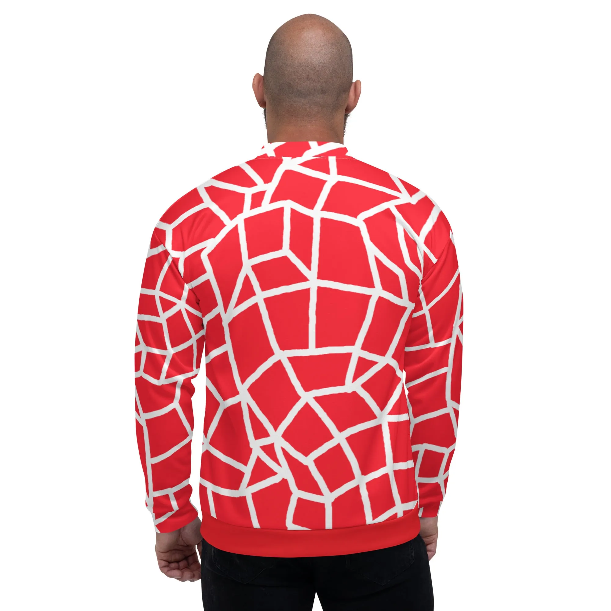 Insook Hwang's art_Creative Mind Unisex Bomber Jacket_white on Red orange