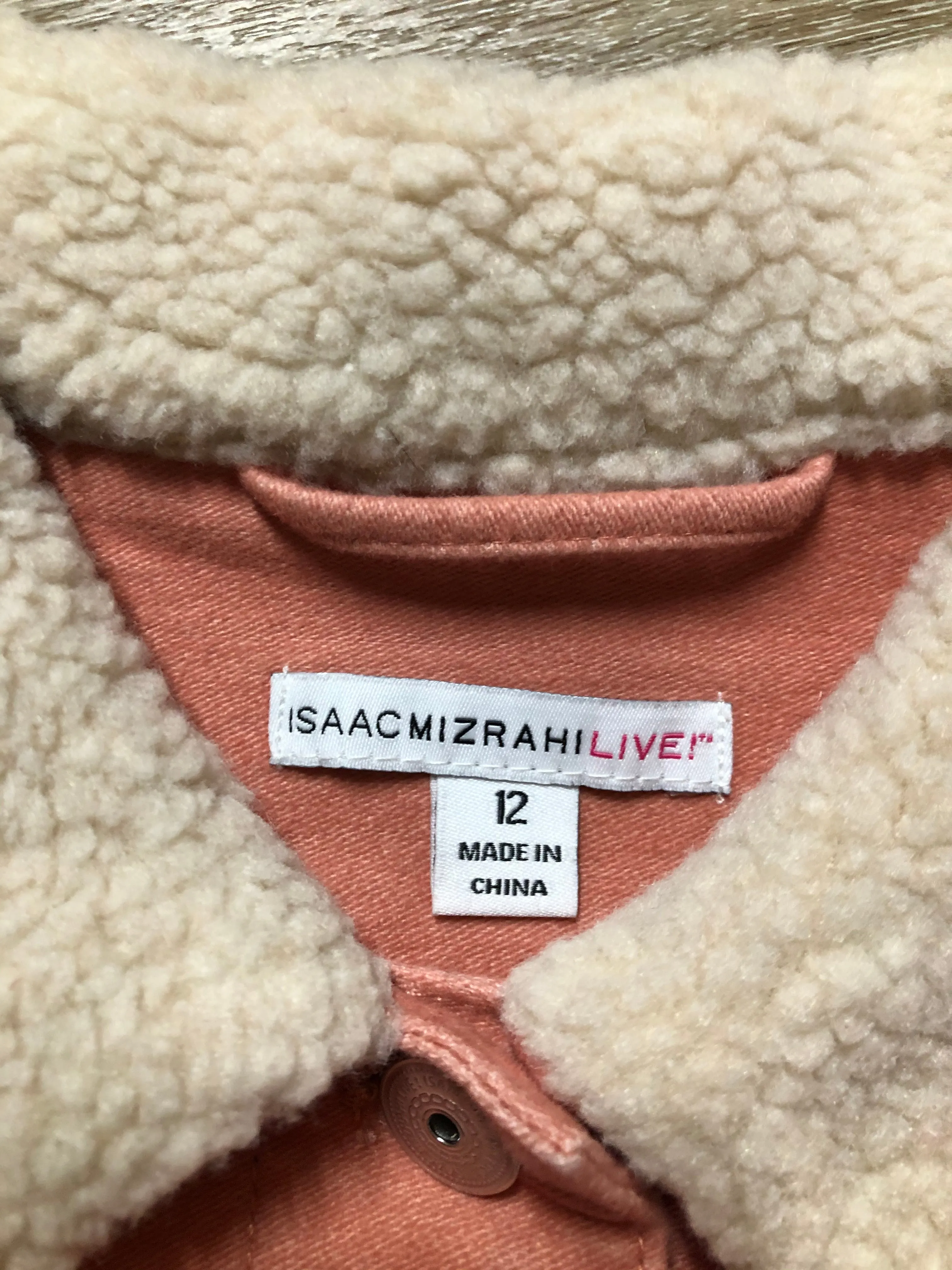 Isaac Mizrahi Live! Pink Stretch Denim Jean Sherpa Jacket SOLD