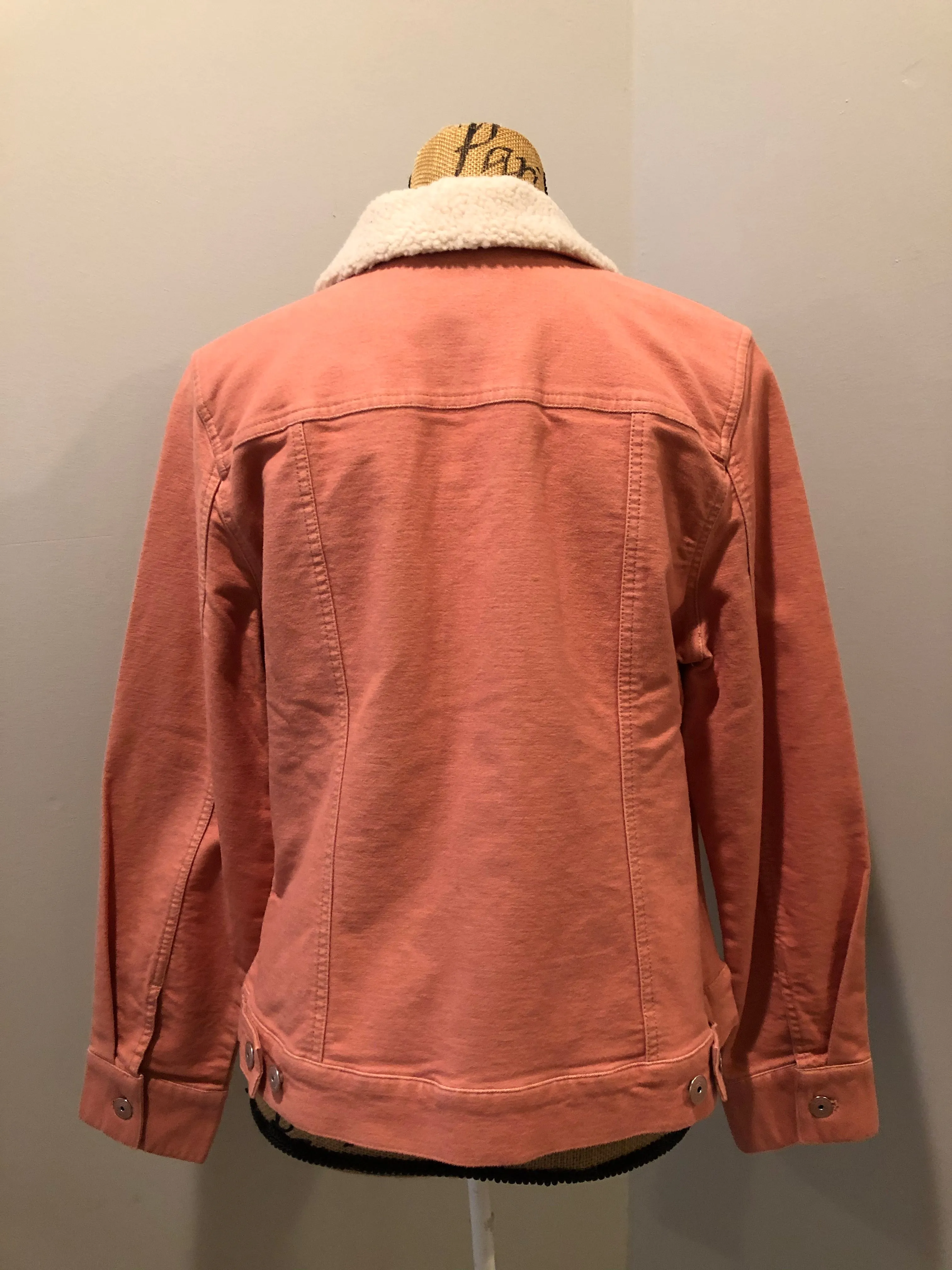 Isaac Mizrahi Live! Pink Stretch Denim Jean Sherpa Jacket SOLD