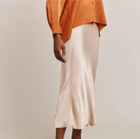 Ivory Bias Cut Satin Skirt