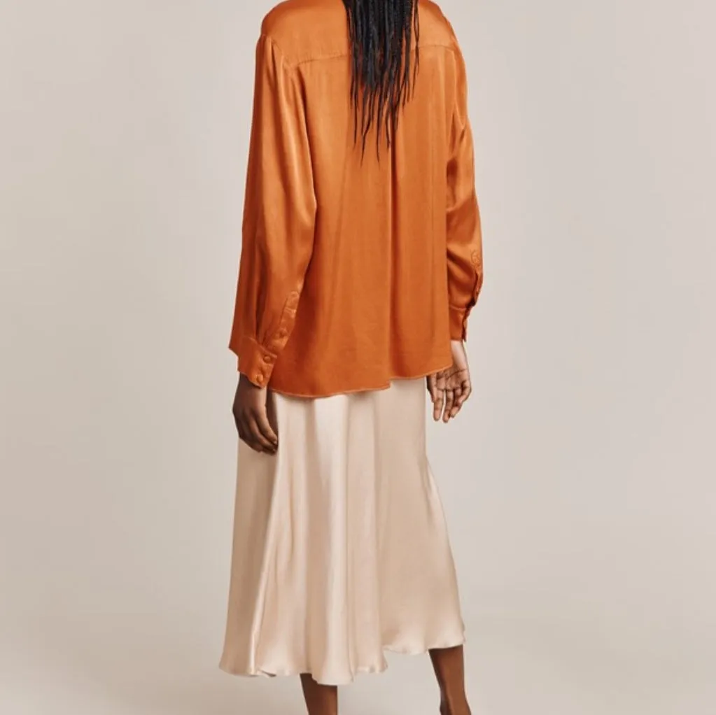 Ivory Bias Cut Satin Skirt