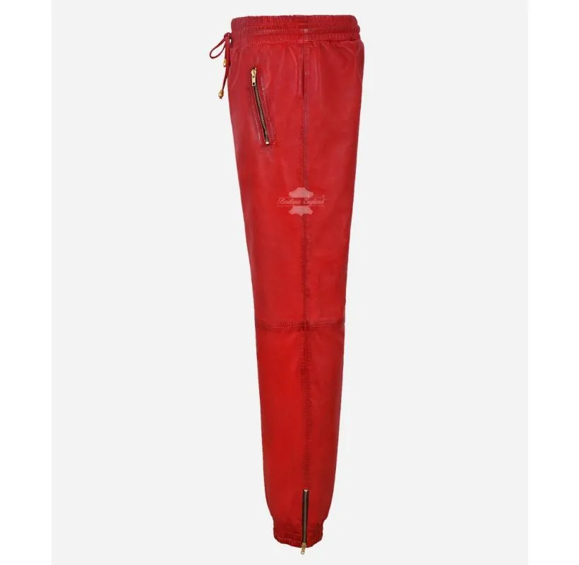 JOGGERS Ladies Leather Pants Jogging Trousers Premium Leather Draw Pants