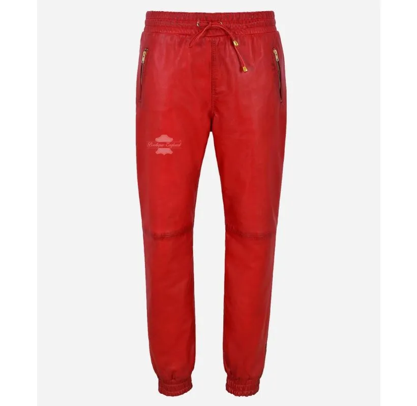 JOGGERS Ladies Leather Pants Jogging Trousers Premium Leather Draw Pants